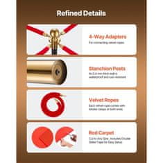 VEVOR Stolp za usmerjanje 6-delni komplet ovir za nadzor množice 320x945 mm črna