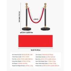 VEVOR Stolp za usmerjanje 6-delni komplet ovir za nadzor množice 320x945 mm črna