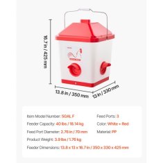 VEVOR Krmilnik za piščance 1814 kg zmogljivost bel