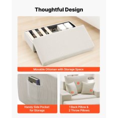 VEVOR Ležalna stol 1115x1490x740 mm bež