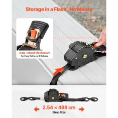 VEVOR Zatezne trakove z ročico samodejno zvijanje 254x48768 mm nosilnost 700 kg komplet 4 kosov