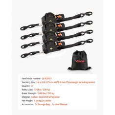 VEVOR Zatezne trakove z ročico samodejno zvijanje 254x48768 mm nosilnost 700 kg komplet 4 kosov