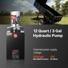 VEVOR Hidravlična enota z dvojnim delovanjem 555x200x225 mm 12 L kovinska DC 12V