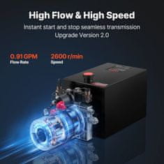 VEVOR Hidravlična enota z dvojnim delovanjem 555x200x225 mm 12 L kovinska DC 12V