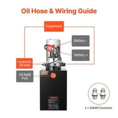 VEVOR Hidravlična enota z dvojnim delovanjem 555x200x225 mm 12 L kovinska DC 12V
