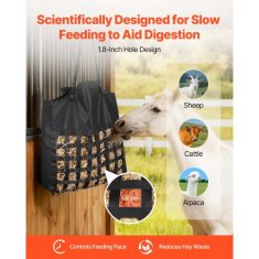 VEVOR Torba za seno 55x185x64 cm Črna Počasno hranjenje