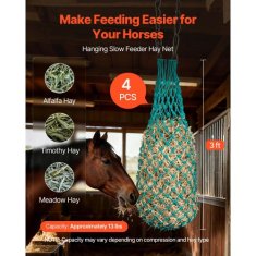 VEVOR Hay Net 09 m podaljšana dolžina 38x38 mm luknje PE obešalnik 4 kosa komplet