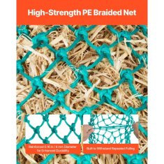 VEVOR Hay Net 09 m podaljšana dolžina 38x38 mm luknje PE obešalnik 4 kosa komplet