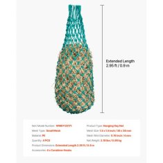 VEVOR Hay Net 09 m podaljšana dolžina 38x38 mm luknje PE obešalnik 4 kosa komplet