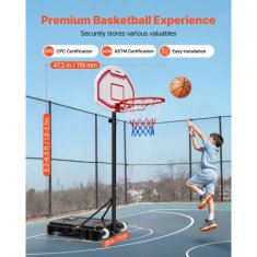 VEVOR Košarkarski stojalo nastavljiva višina 16 do 21 m 71x126x247 cm prenosno