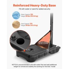 VEVOR Košarkarski stojalo nastavljiva višina 16 do 21 m 71x126x247 cm prenosno