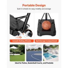 VEVOR Košarkarski stojalo nastavljiva višina 16 do 21 m 71x126x247 cm prenosno