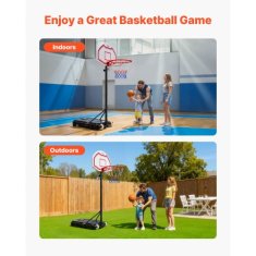 VEVOR Košarkarski stojalo nastavljiva višina 16 do 21 m 71x126x247 cm prenosno