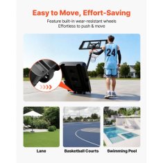 VEVOR Košarkarski stojalo nastavljive višine 135 do 305 m 1100x1720x3600 mm prenosno