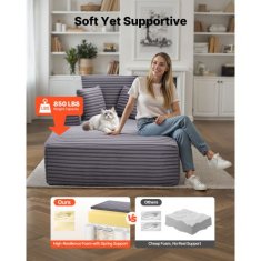 VEVOR Ležalna stol 1380x1500x700 mm siva