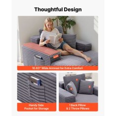 VEVOR Ležalna stol 1380x1500x700 mm siva