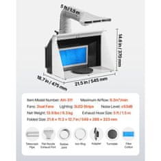 VEVOR Airbrush razpršilna kabina 545x475x370 mm dvojni ventilatorji prenosni modeli za slikanje