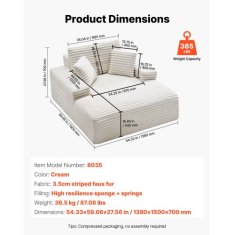 VEVOR Ležalna stol 8035 1380x1500x700 mm bež