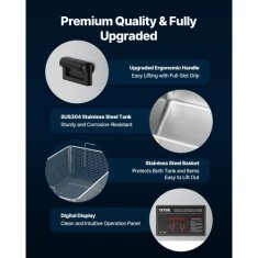 VEVOR Ultrazvočni čistilec 50L 595x395x525 cm iz nerjavečega jekla