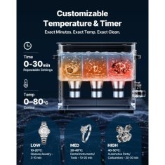 VEVOR Ultrazvočni čistilec 10L 33x268x295 cm iz nerjavečega jekla