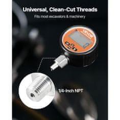 VEVOR Hidravlični merilnik tlaka digitalni 0-700 Bar vodoodporen iz nerjavečega jekla