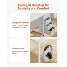 VEVOR Računalniška miza 120x50x75 cm bela