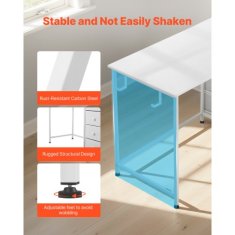 VEVOR Računalniška miza 120x50x75 cm bela