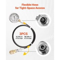 VEVOR Komplet za hidravlično testiranje tlaka 10x60x160x400x600 Bar 5 merilnikov 20 spojk 4 hitre spojke 3 cevi