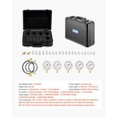 VEVOR Komplet za hidravlično testiranje tlaka 10x60x160x400x600 Bar 5 merilnikov 20 spojk 4 hitre spojke 3 cevi