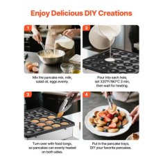 VEVOR Aparat za palačinke 25 mini palačink 262x262 mm iz nerjavečega jekla barva