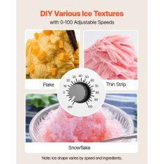 VEVOR Aparat za led Snežinka stroj za led 40x24x40 cm srebrn