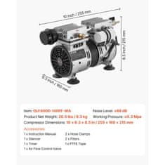 VEVOR Aerator za ribnik 52 CFM 4/5 HP zračni kompresor 255x160x215 mm 590 W