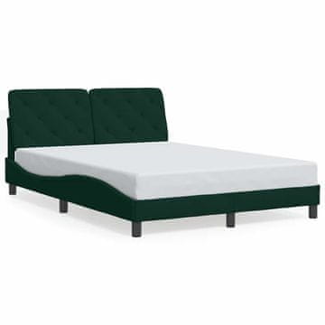 Vidaxl Posteljni okvir brez vzmetnice temno zelen 140x190 cm žamet