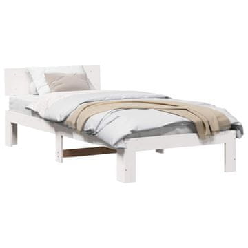 Vidaxl Konstrukcija postelje Bela 90 x 190 cm Masivno borovo les
