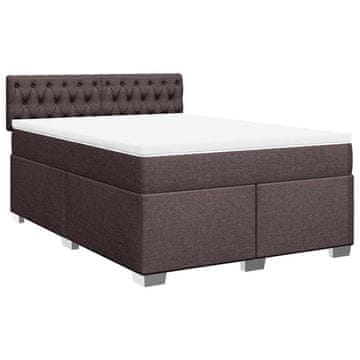 Vidaxl Box spring postelja z vzmetnico temno rjav 140x190 cm blago