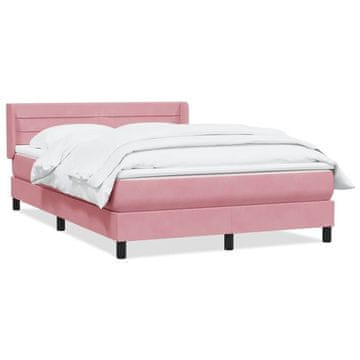 Vidaxl Box spring postelja z vzmetnico roza 140x220 cm žamet