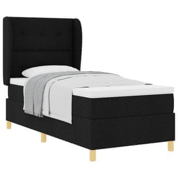 Vidaxl Postelja z vzmetnico z vzglavjem Črna 200 x 90 cm blago