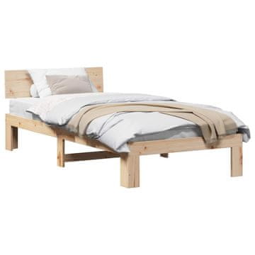 Vidaxl Konstrukcija postelje Naravna 100 x 200 cm Masivno borovo les