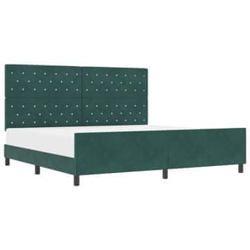 Vidaxl Postelja z vzmetnico Temno zelena 200 x 200 cm Žamet
