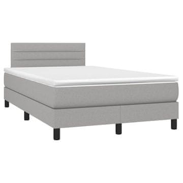 Vidaxl Boxspring postelja z vzmetnico svetlo siva 120x190 cm blago