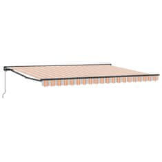 Vidaxl Ročna tenda 4,5 x 3,5 m Oranžne, sive, modre in bele črte