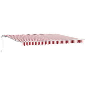 Vidaxl Električni zložljiv senčnik Rdeča in bela 450 × 350 cm