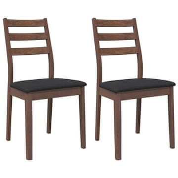 Vidaxl Jedilni stoli z blazinami 2 kosa Brown Solid Wood Rubber