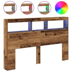 Vidaxl Omarica za vzglavje postelje LED starinski les 160x17x102 cm