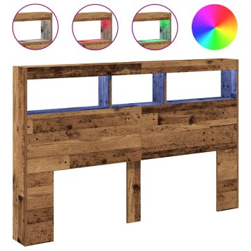 Vidaxl Omarica za vzglavje postelje LED starinski les 160x17x102 cm