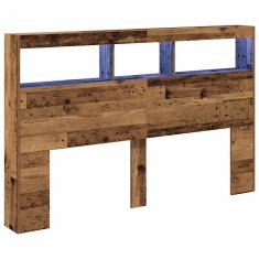 Vidaxl Omarica za vzglavje postelje LED starinski les 160x17x102 cm