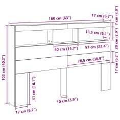 Vidaxl Omarica za vzglavje postelje LED starinski les 160x17x102 cm