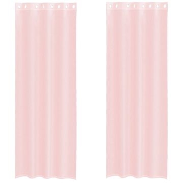 Vidaxl Voile zavese z vponkami 2 kosa svetlo roza 140x260 cm