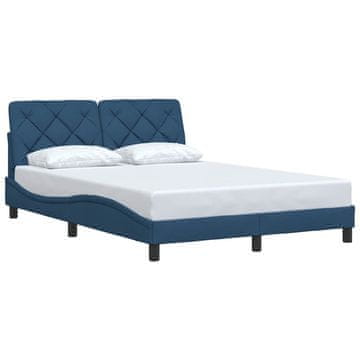 Vidaxl Posteljni okvir brez vzmetnice moder 140x200 cm tkanina