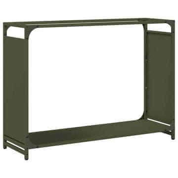 Vidaxl Stojalo za drva olivno zelena 90x28x65 cm hladno valjano jeklo